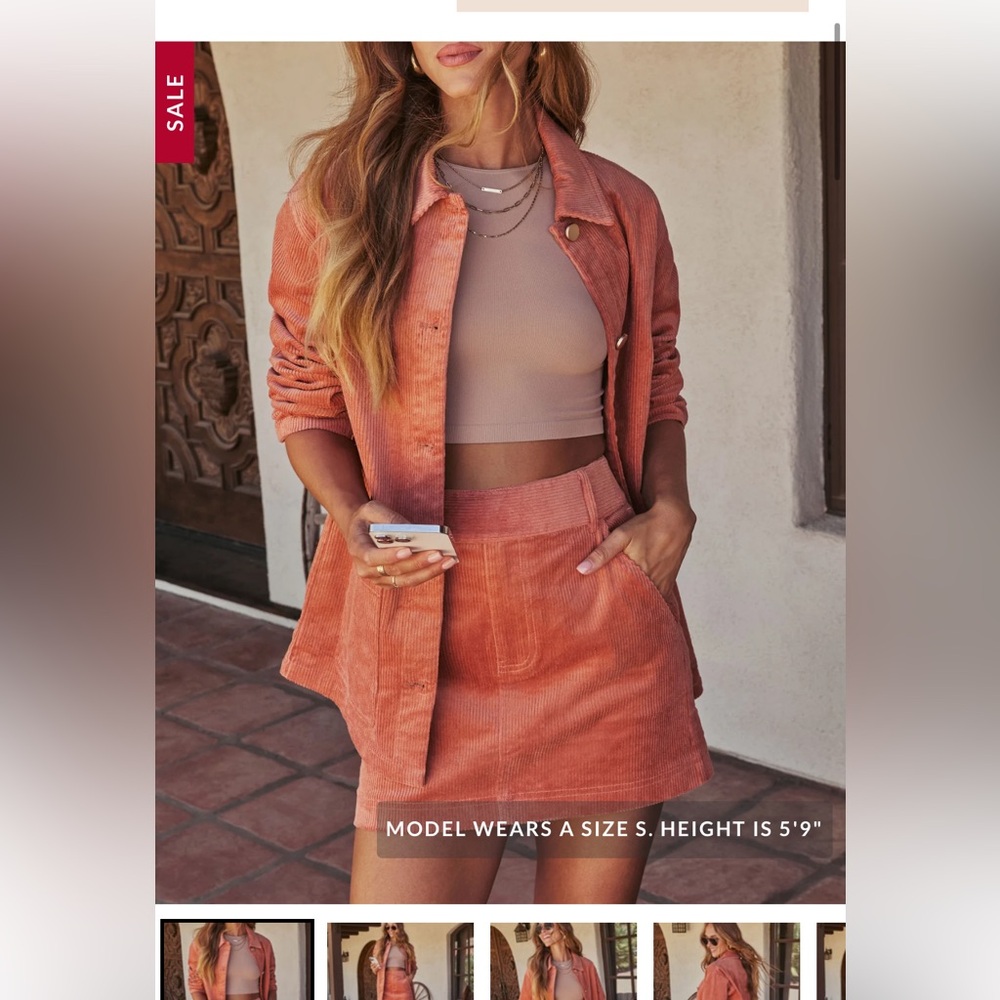 Rose Gold Corduroy Skirt